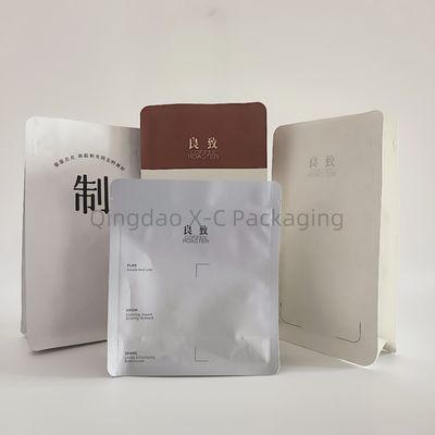 acheter Sac d'étanchéité de fond plat 8 côtés Sac d'étanchéité thermique en plastique avec soupape à verrouillage à fermeture à glissière online manufacture