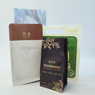 Package de café 8 sacs de scellés latéraux en plastique auto-scellé coussin debout sac à fond plat