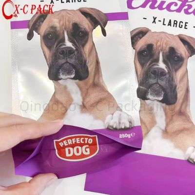 250g sac d'emballage de nourriture pour animaux de compagnie imprimé sur mesure prix de gros Factory Recyclable à huit côtés