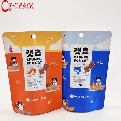 Chine Impression de sacs à fermeture à glissière ouverts faciles pour l'emballage de nourriture pour chiens 70g sac debout sac d'emballage en plastique stratifié