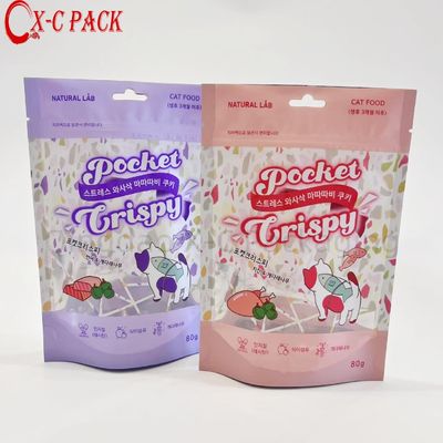Sac en plastique imprimé sur mesure 100g 150g 250g Stand Up Pouch Mylar Reutilisable Fermeture à glissière Sac d'emballage pour animaux de compagnie