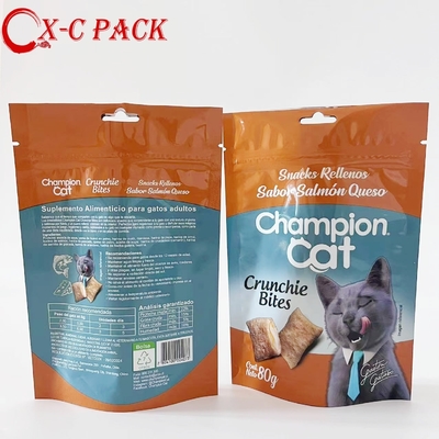 échantillon gratuit personnalisé fermeture à glissière verrouillable chien tortue chat gâteaux colis collation nourriture pour animaux de compagnie sac d'emballage