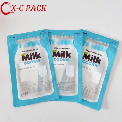 Sac d'emballage pour aliments pour animaux de compagnie en feuille d'aluminium résistante à l'humidité, scellé sur trois côtés, réutilisable, avec fermeture éclair, impression numérique, sac pour friandises pour chiens