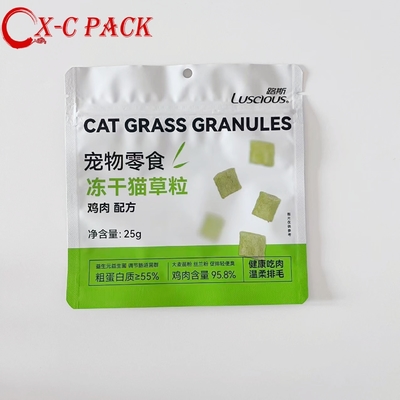 Sac d'alimentation pour friandises pour chiens avec fermeture éclair refermable personnalisée, en plastique BOPP brillant et résistant à l'humidité, de qualité alimentaire